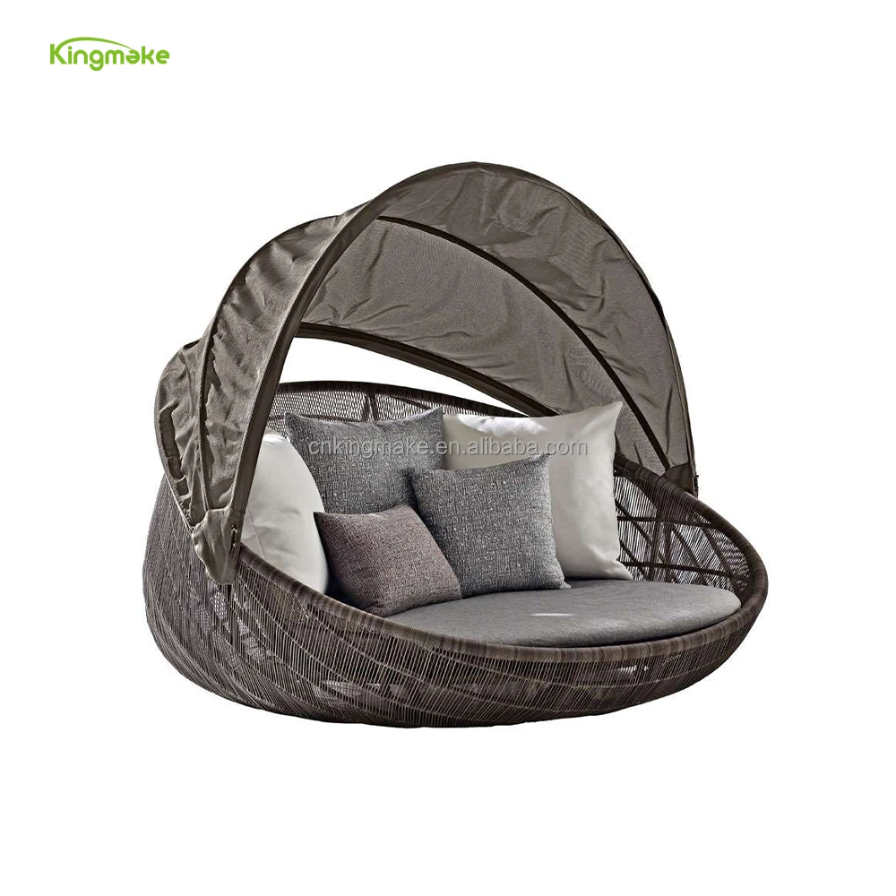 waterproof triangle shape rattan sunbed lounger used in hotel villa outdoor furniture sunbed