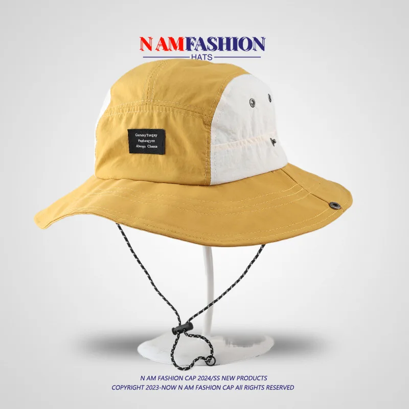 Лоскутная Панама контрастного цвета с ремешком на подбородке быстросохнущая Солнцезащитная шляпа Boonie для альпинизма УФ-защита