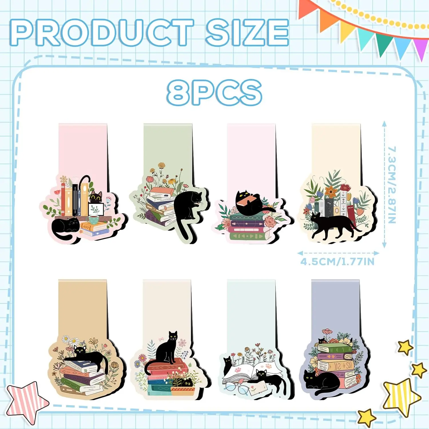 New style cartoon view Black Cat individuality originality Magnetic bookmark School supplies Customizable Wholesale