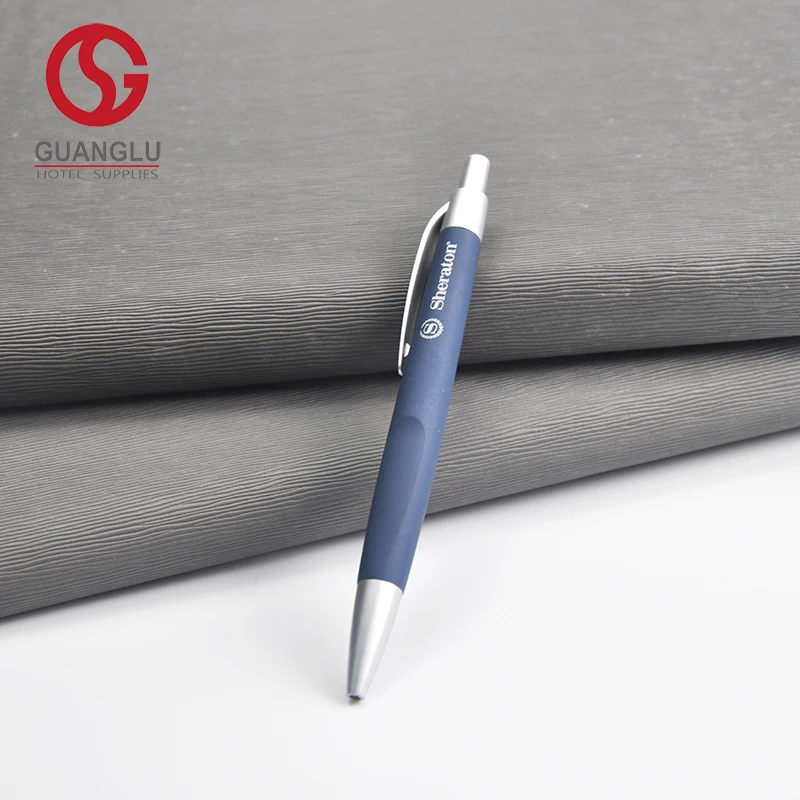 Wholesale Plastic Rubber Sheraton Hotel Pen Blue Color