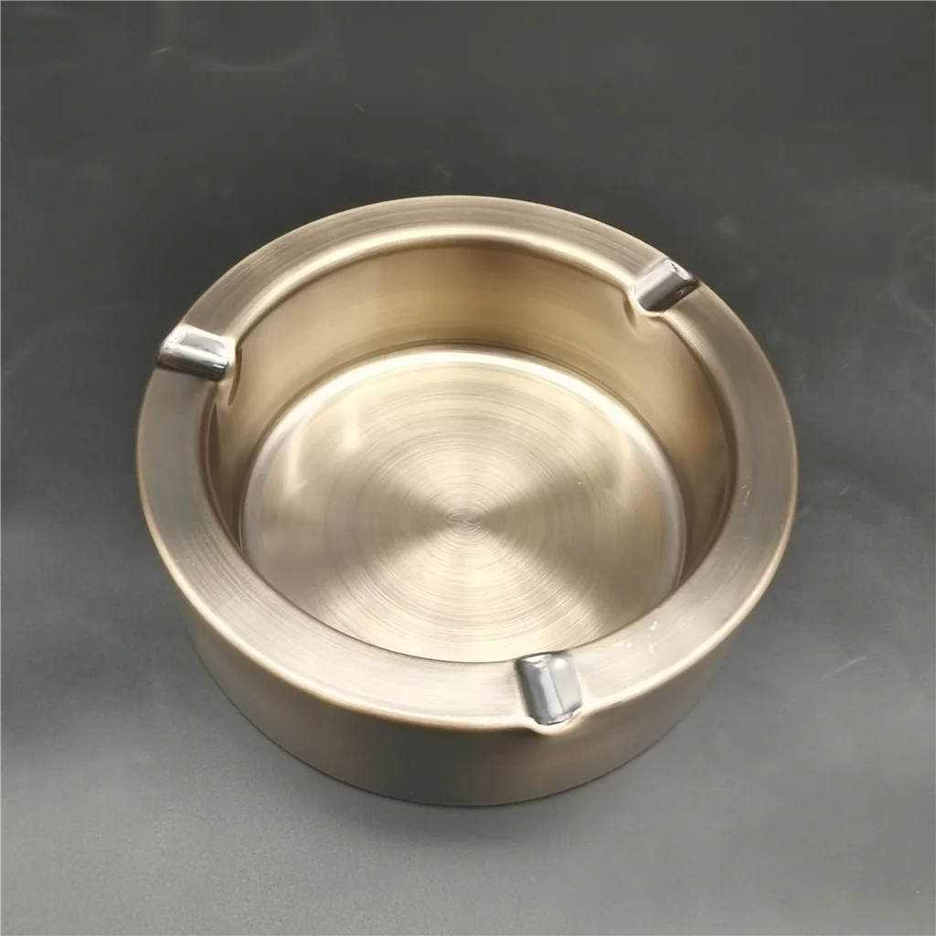 11cm round custom logo hotel bar office stainless steel Eco-friendly Portable Antique Silver gold Metal cigar ashtray