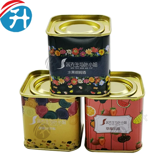 Small Airtight Personalized Storage Metal Box Square 45g Flower Tea Cans
