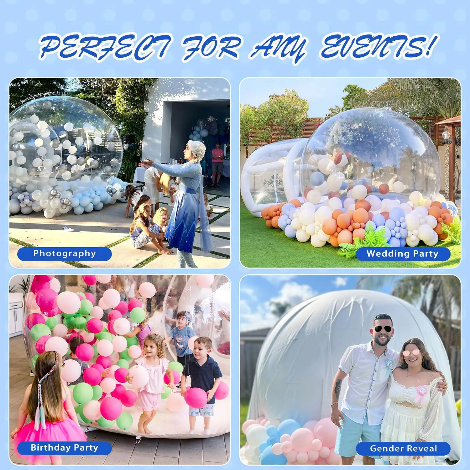 Party Weddings PVC Material Clear 8FT Commercial Grade Dome Inflatable Kids and Adults Bubble Tent House