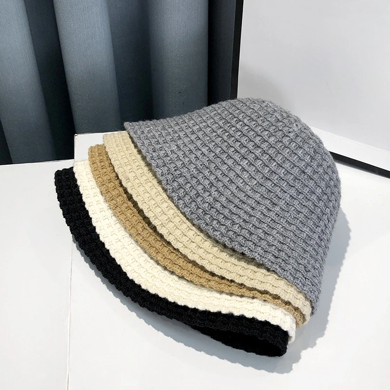 Wholesale Female Winter Hat Soft Crochet Bucket Hats Fashion Knitted Crochet Bucket Hats for Women