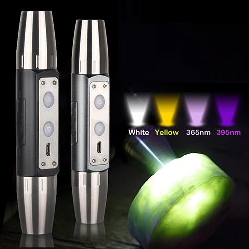 Hot sale 4 color Lamp For Gemstone Detector Multifunctional USB Rechargeable LED Flashlight With Amber Jade UV Lights
