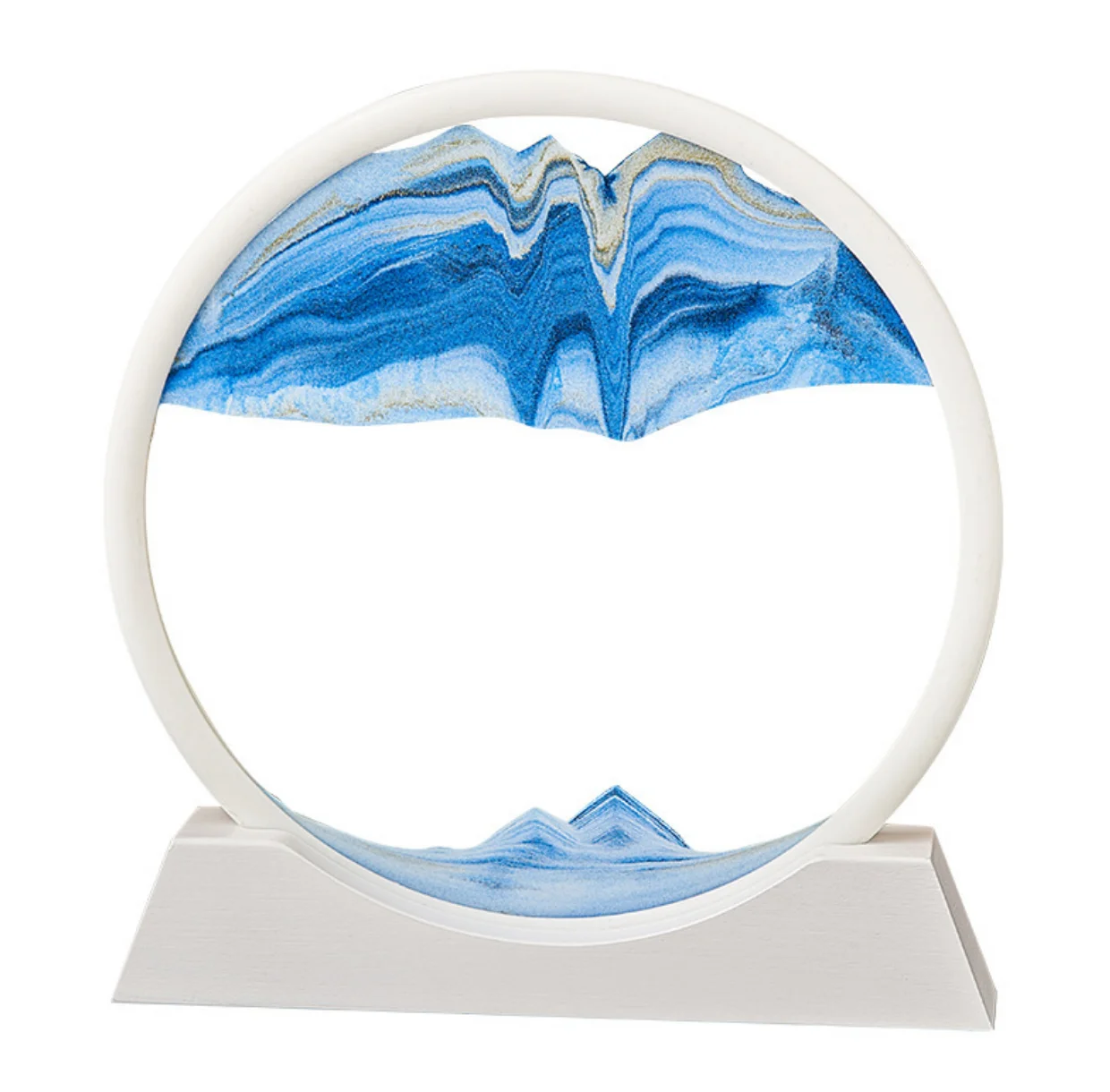 Rotating 3D Moving Sand Art Ornaments Round Liquid Hourglass Flowing Sand office Home Decoration Hourglass Timer Clock