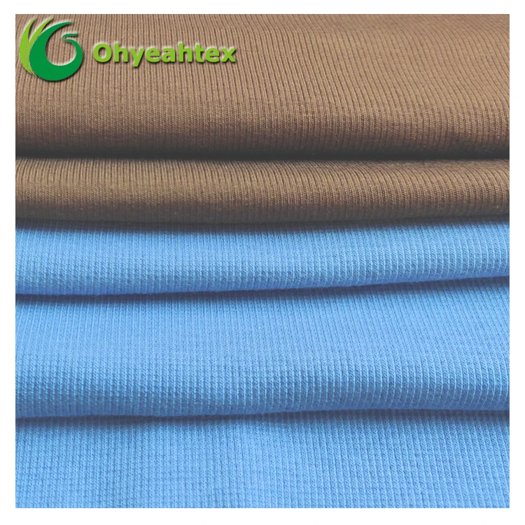 Recycled Fabric Bamboo Organic Cotton Blended Spandex 2*2 Rib Fabric