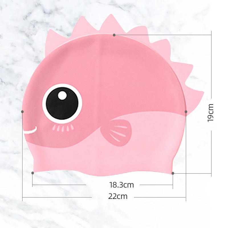 JSJM Wholesale Baby Swim Cap Comfortable Waterproof Cartoon Swim Cap Silicone Swimming Cap for Kids Child 8 Colors Jhcp500