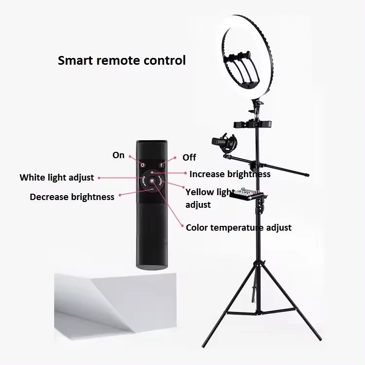 2024 Best Selling Cell Phone Holder 21Inch LED Ring Light With Tripod Stand For Live Stream/Makeup/YouTube Video