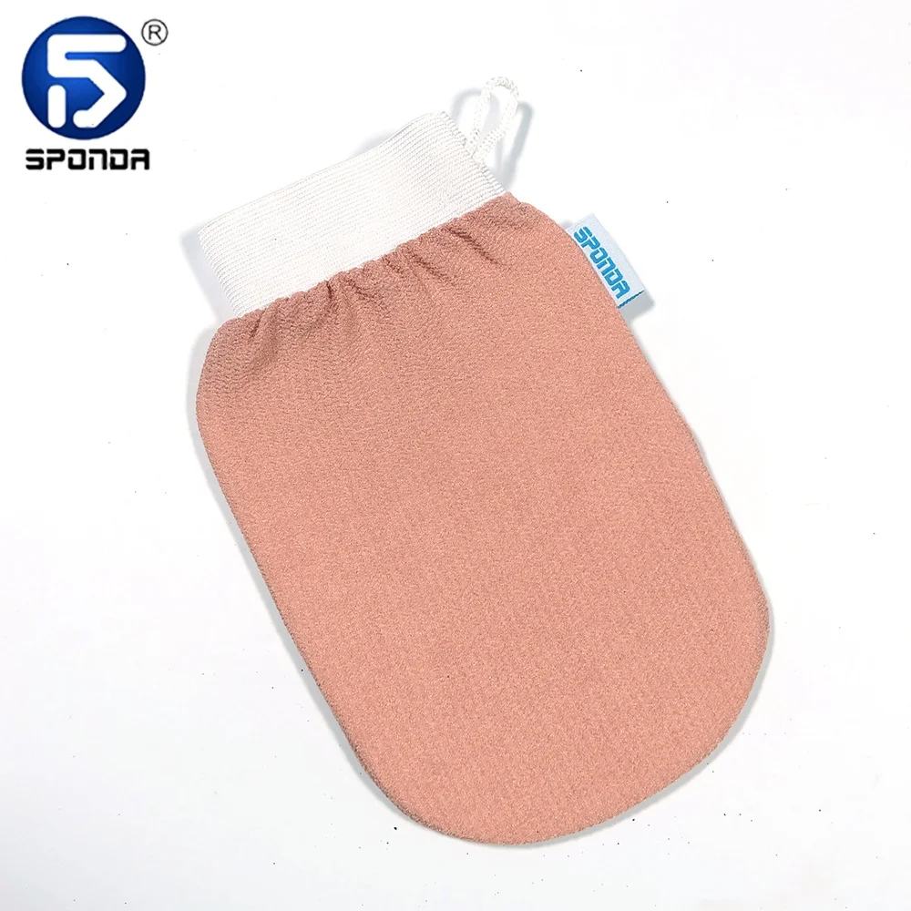 Oem Embroidery Logo Rayon Skin Peeling Bathing  Exfoliating Gloves