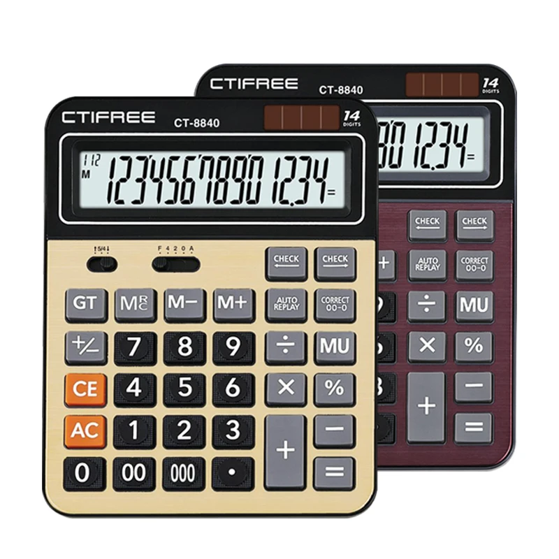 Factory Wholesale Custom Logo Pure Black 14 Digital Electronic Calculator, Factory Wholesale Solar Cashier Calculator Promotion