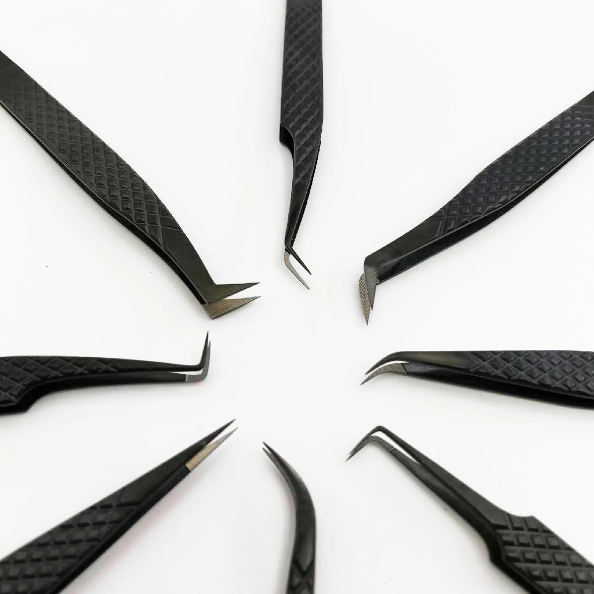 Wholesale Customize Black Matte Eyelash Extension Fiber Tip Tweezers Stainless Steel Lash Tweezer and Accept logo Customization