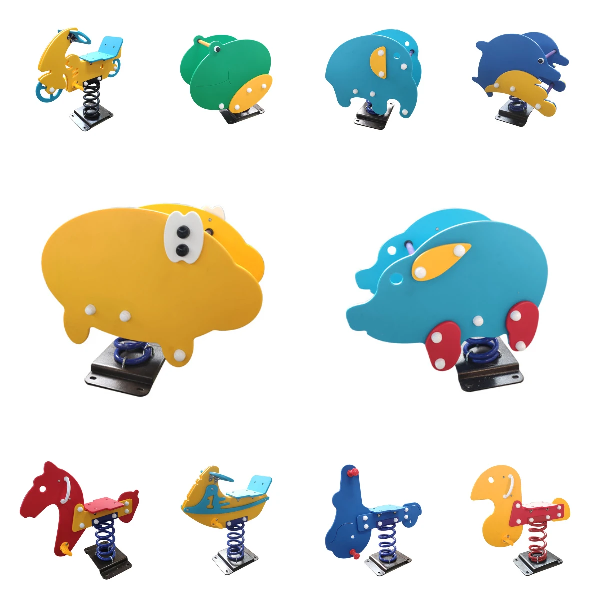 Funny Educational Toy PE Material Cartoon Spring Rider Playground Toy Rocking Horse Plastic Spring Rider