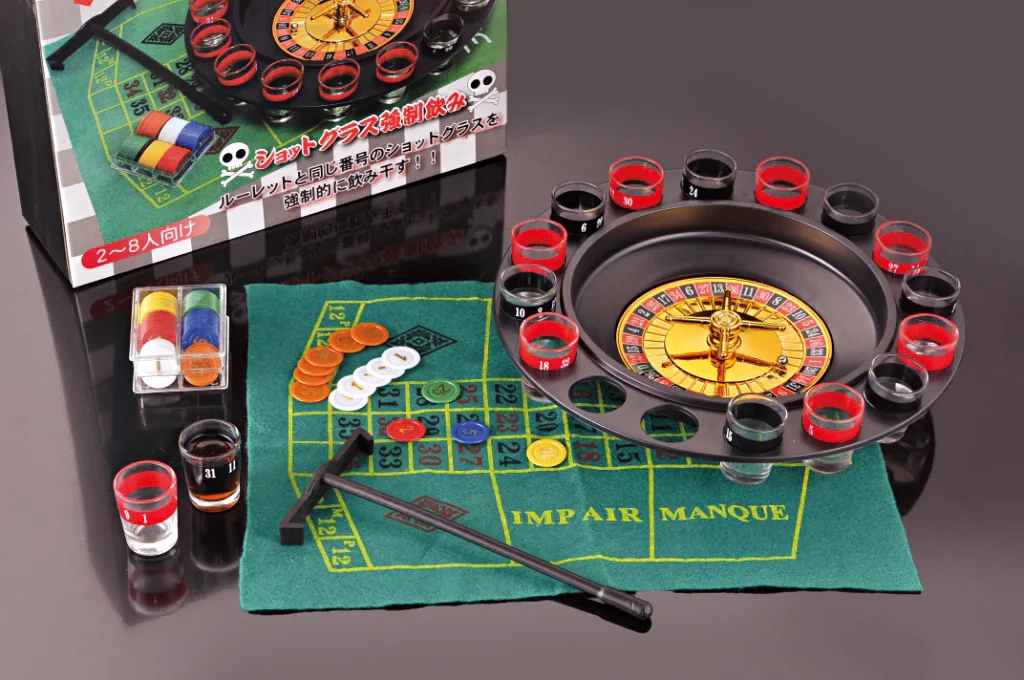 3 In 1 Drinking Roulette Game With 16 Shot Glass For Party Adults