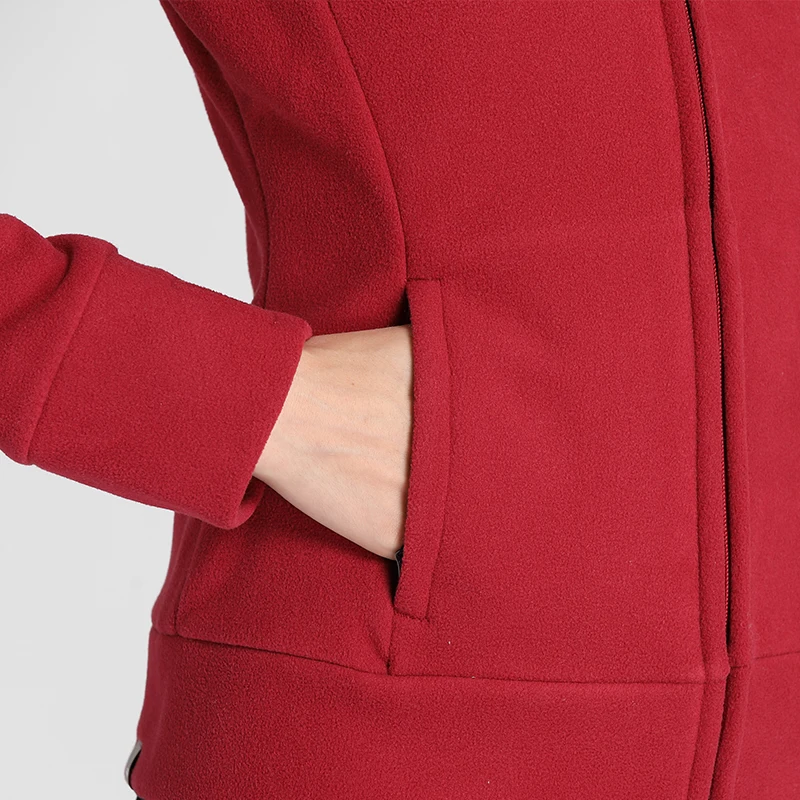 Ladies winter warm windbreaker outdoor casual coat zip up custom hooded fleece jacket for women