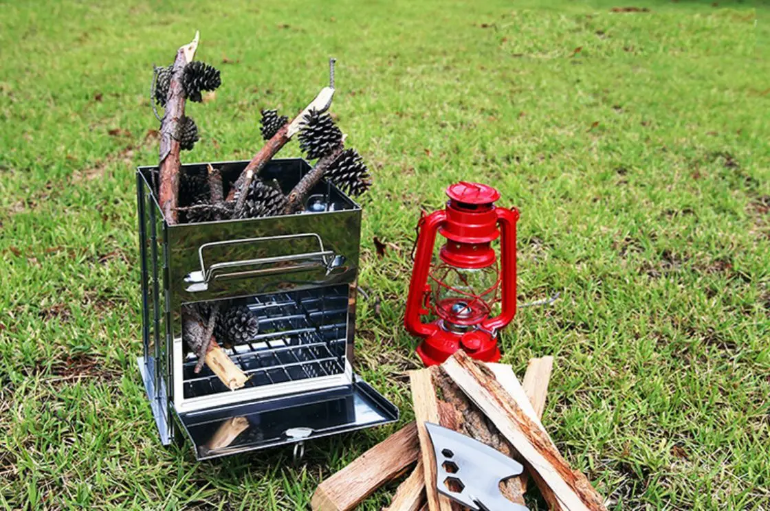 Heating Stove Folding Portable Outdoor Camping Cookout Stainless Steel Barbecue Wood Stove  for camping