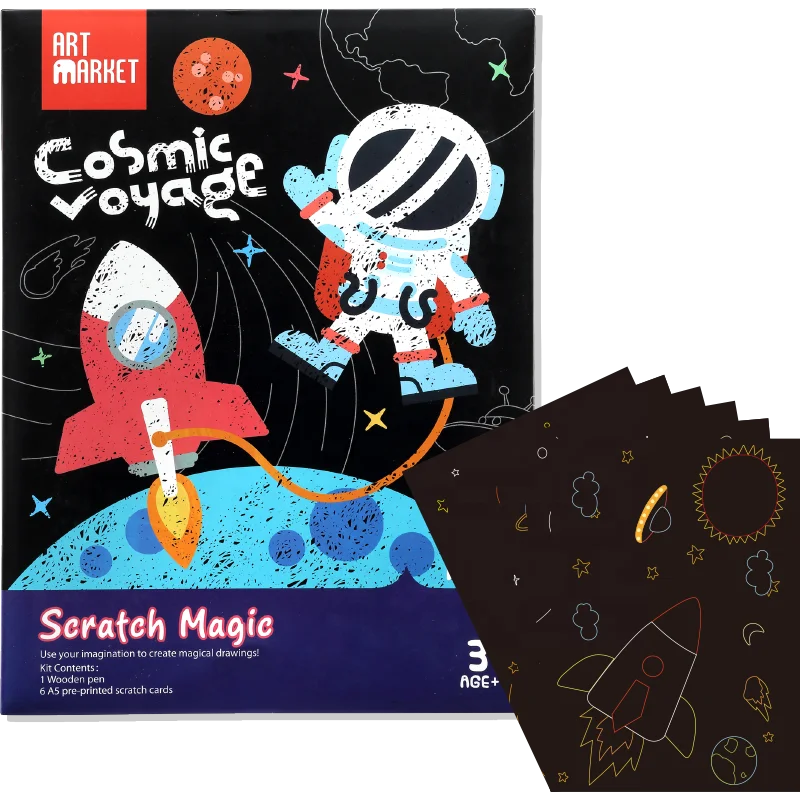 
DIY Cartoon Style Scratch Paper Card For Kids Arts and Crafts Activity Set 