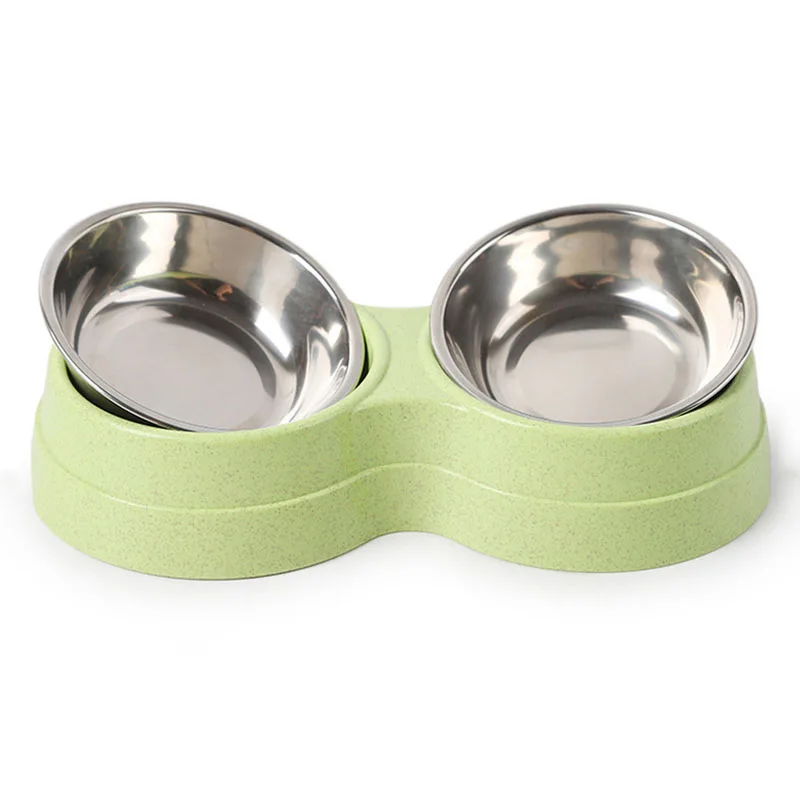 Wholesale Stainless Steel Pet Double Bowl Dogs Drinking Dish Feeder Kitten Cats Food Water Bowls