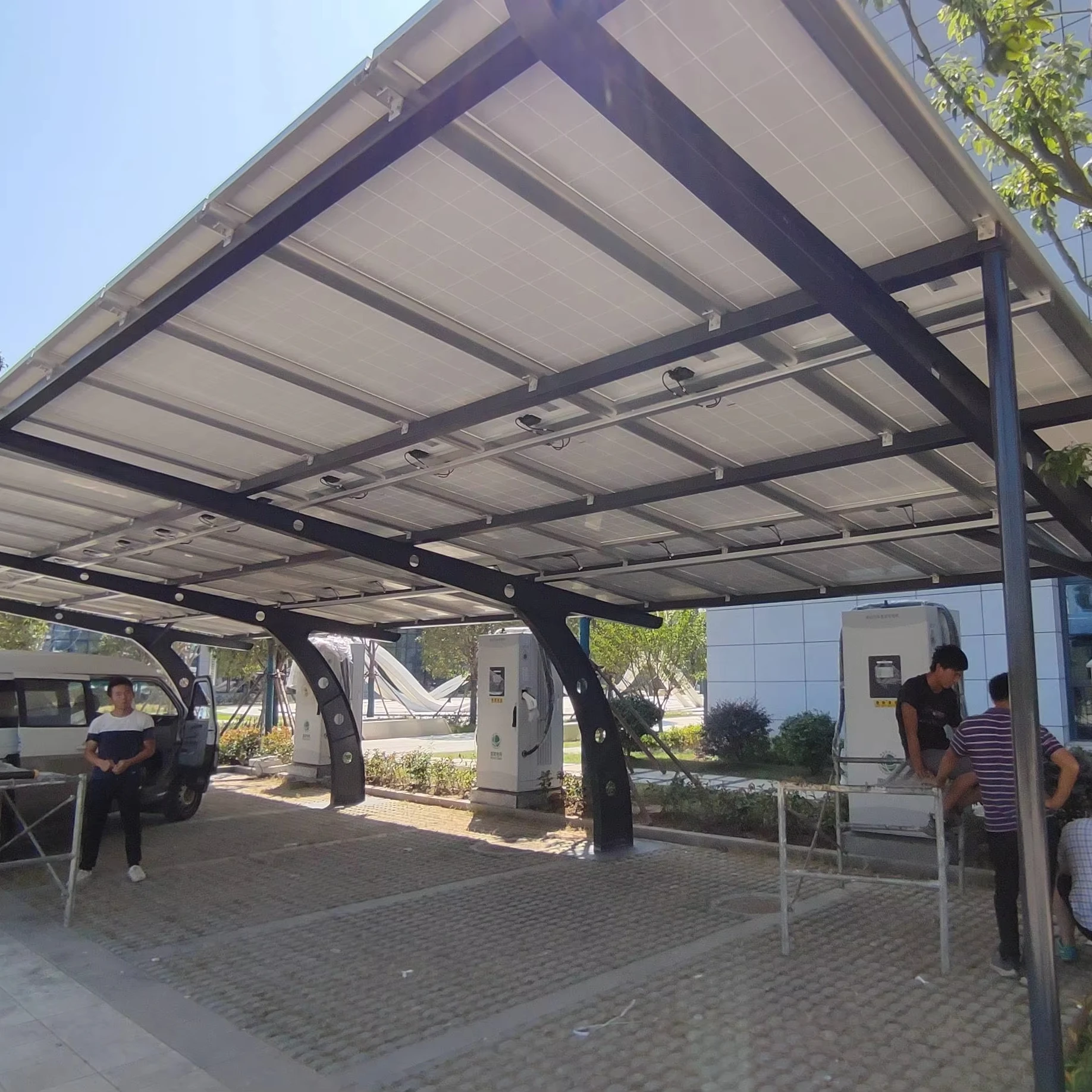 Best Sellers Design 30KW 50KW Solar Carport System Waterproof Aluminum Car Parking Power Station With Top Selling
