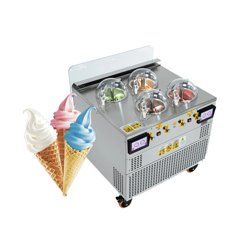 Fast Freezing 4-Cylinder Machine Hrad/Soft Intelligent Control Ice Cream Machine for Restaurant Coffee Shop