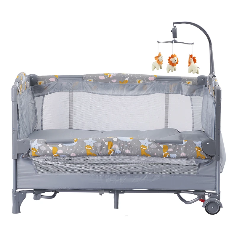 5 In 1 Multifunctional Baby Bedside Crib Luxury Baby Crib Bed Fence Baby Bed Crib Corral With Net Mosquito