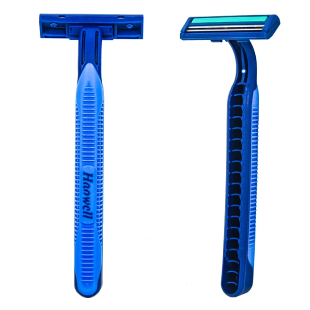 Twin 2 two blade plastic handle disposable razor with lube strip shaving razor with high quality stainless steel