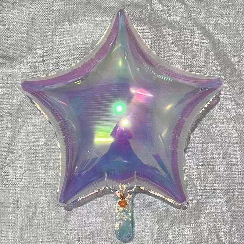 Foreign trade round heart-shaped five-pointed star transparent balloon party decoration 19 inch rainbow color love balloon