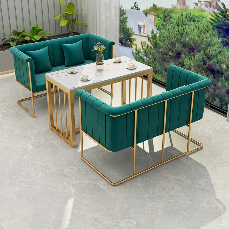 Coffee Shop Double Deck Sofa Leisure Nordic Light Luxury Sales Department Hotel Negotiation Reception Restaurant Table And Chair