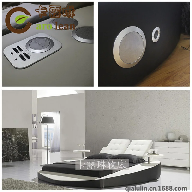 High quality factory price royal large king size Genuine leather soft bed bedroom furniture tatami soft bed k015