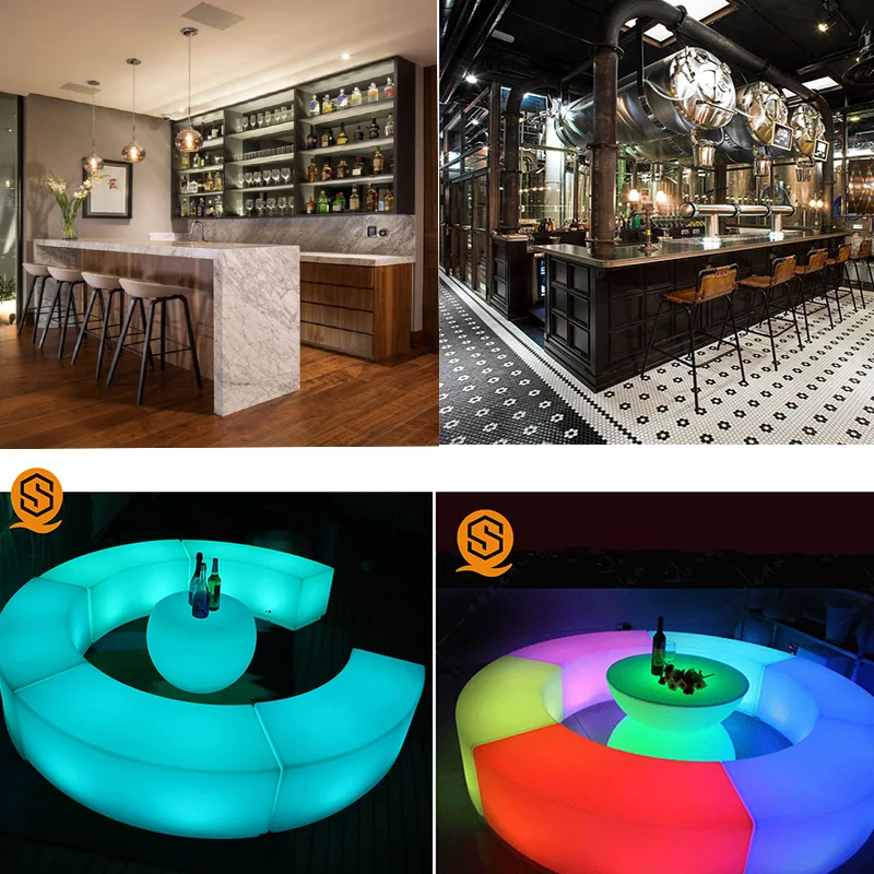 Factory Price Hot Selling Glowing Restaurant Led Bar Counter For Sale Outdoor Led Plastic Bar Counter