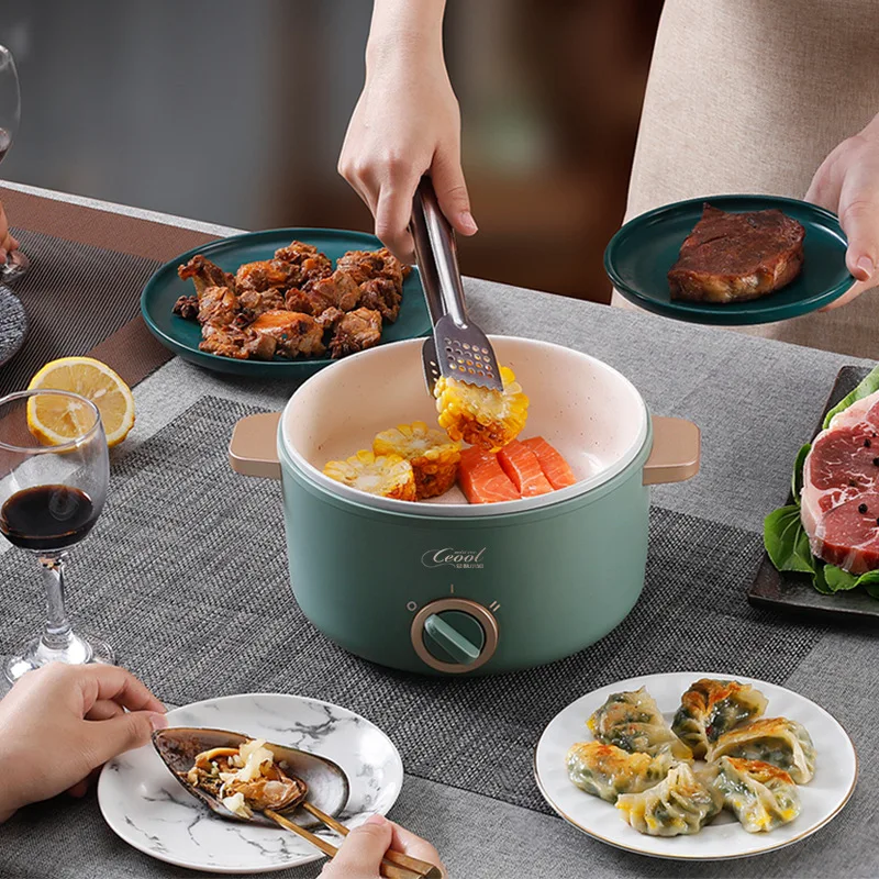 1.5L Mini Multi-Function Keramik Ceramic Noodle Stew Pot Rice Cooking Milk Multi Function Round Electric Pan For Cook