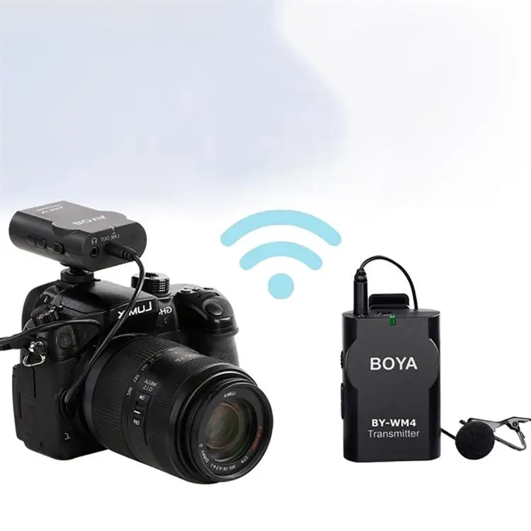 Boya BY-WM4 MK II Wireless Studio Condenser Microphone System Lavalier Interview Mic for iPhone Canon Nikon Camera Smooth 4