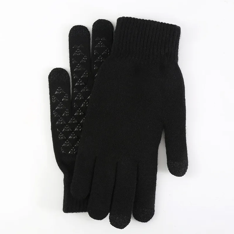 Europe and the United States plus size thickening winter riding knitted touch screen gloves warm texting elastic non-slip gloves