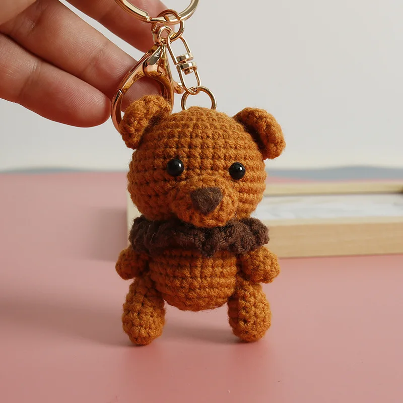 New 100% cotton crochet bear amigurumi keychains for gift