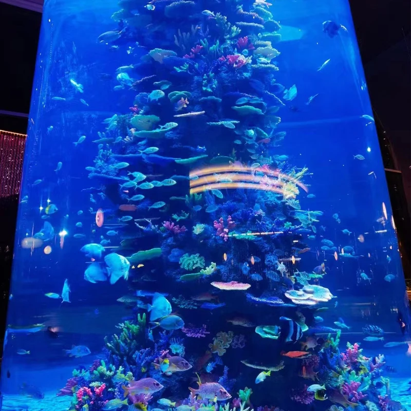 Cylindrical large commercial acrylic fish tanks aquarium wholesale acrylic sheet suitable for tunnel aquarium
