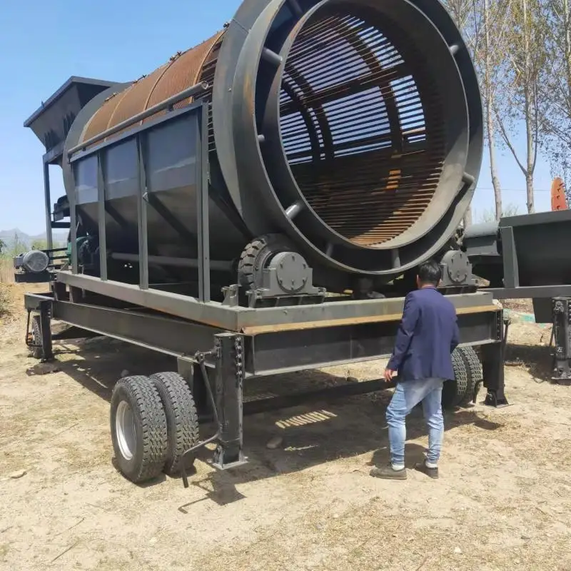 Heavy Duty Mobile Topsoil Rotary Drum Screening Machine Price Stone Trommel Screen Sand Screening Machine