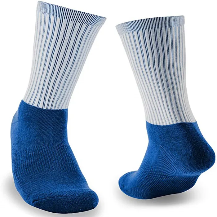 
China Socks Factory Adults Color Bottom Polyester Crew Socks, Black Grin Through Polyester Blank Socks For Dye Print 