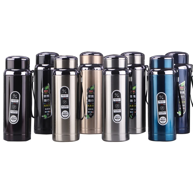 Classic 304 Stainless Steel Insulated Vacuum Sports Thermos 600ml-1000ml Outdoor Mounted Water Bottle