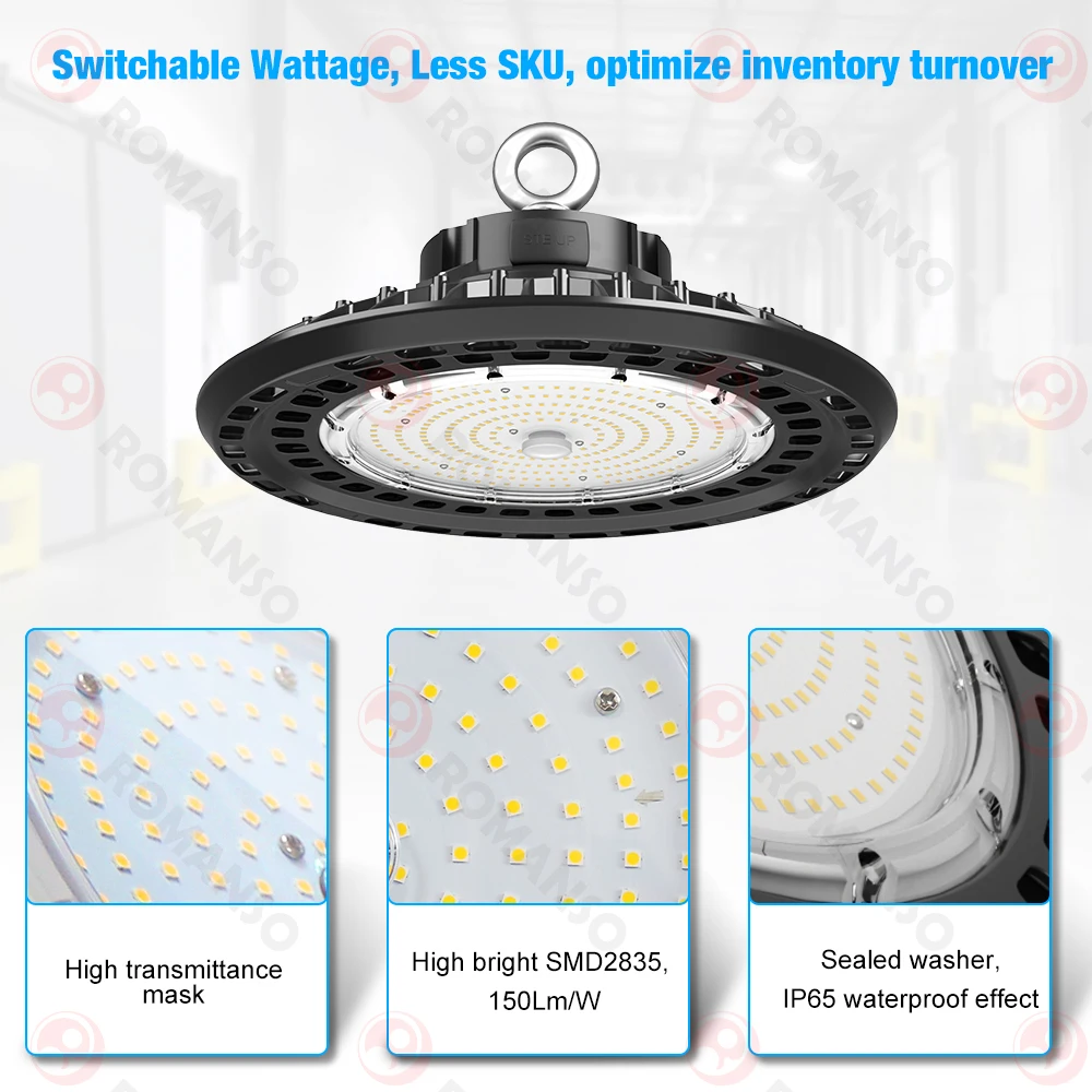 New design CE DLC SAA 150lm/w wattage adjustable 300w led high bay light industrial