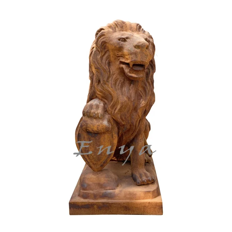 Cast Iron Big Paired Garden Large Outdoor Lion Animal Statues Life Size