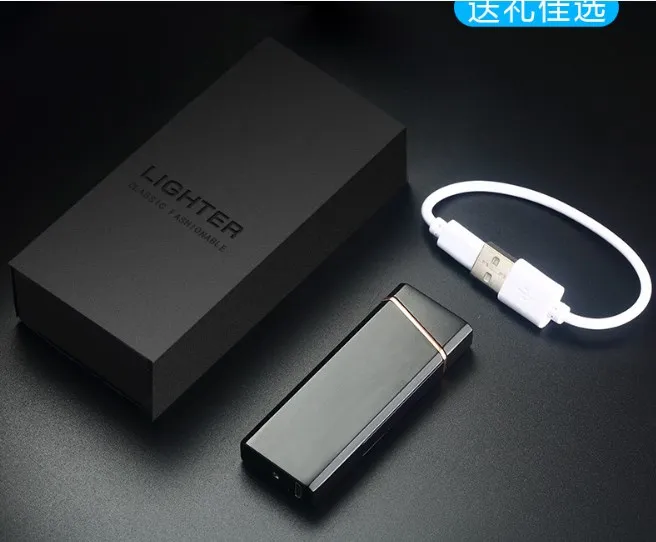 Double Arc Electric USB Portable Metal Lighter Touch Sensor Finger Printing Design Modern Zinc Alloy Camping Smoking Gift Giving