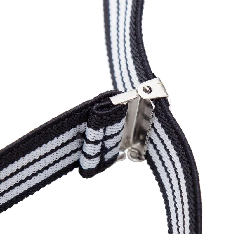 3 clips adjustable elastic stripe belt leather mens trouser braces suspenders