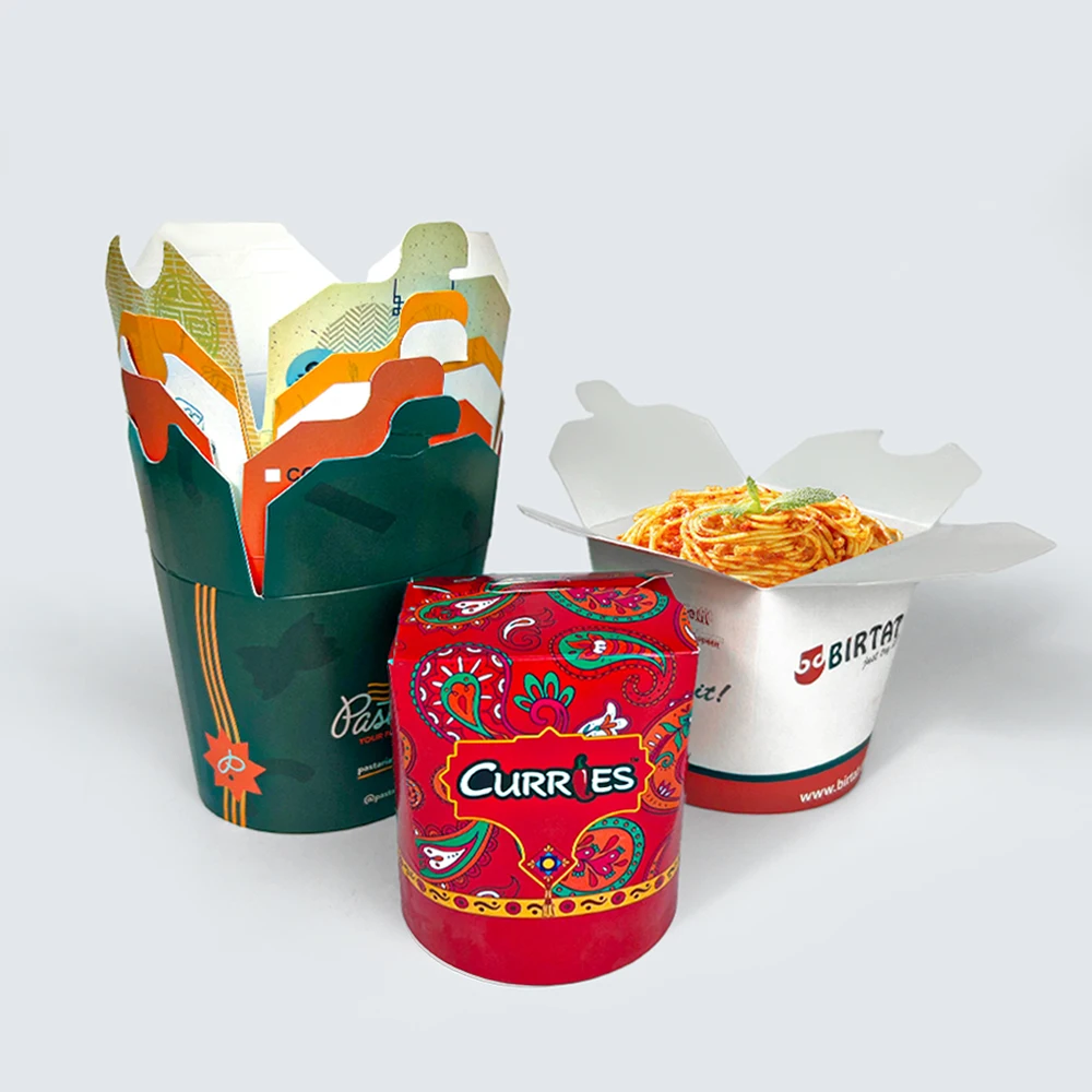 Free design personal Custom logo 16oz 26oz 32oz Paper Noodle box / doner box /kebab box package container