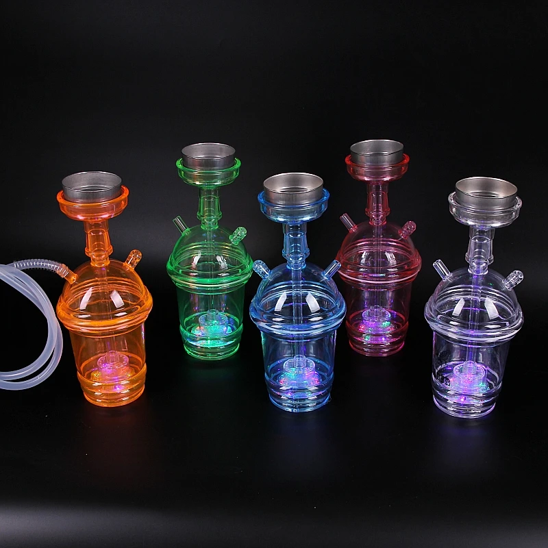 Luxury Hookah Lighter Cup Design LED Light 1 Hose Hookah with Accessories Set Shisha a Complete Set