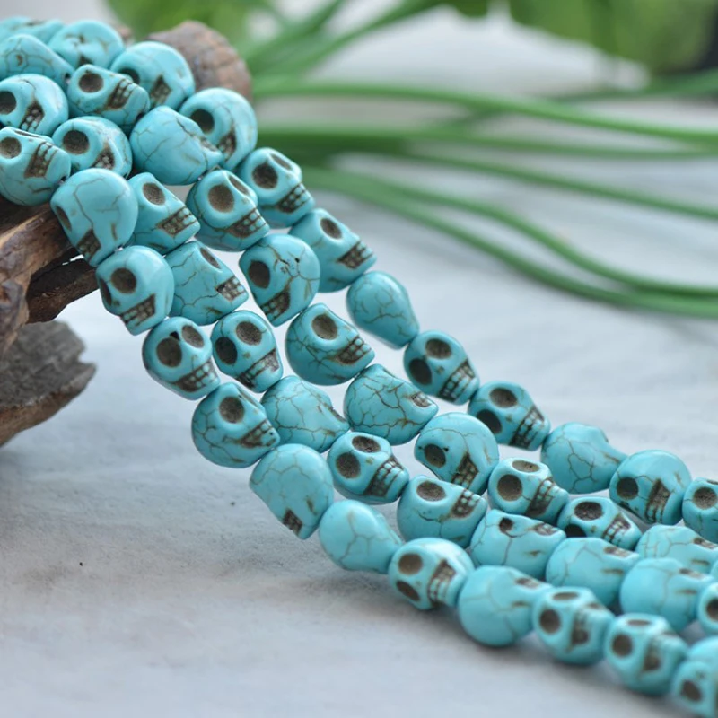 Высококачественные бирюзовые бусины с черепом Howlite драгоценные камни свободные для изготовления ювелирных изделий (AB1782)