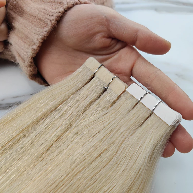 High Quality 100% Human Hair Extension Russian Tape In Hair Extensions Remy Bone Straight Tape In hair Extensions