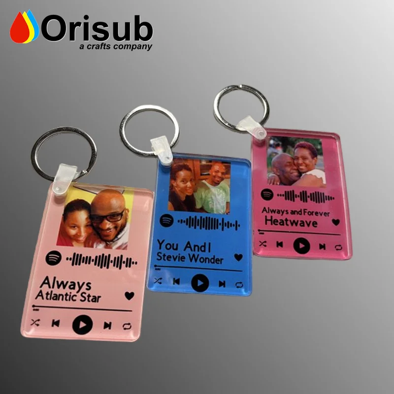 Clear white sublimation rectangular acrylic key chains for heat pressing