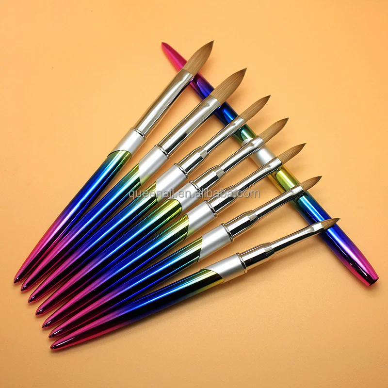 Acrylic Nail Brush 100% Kolinsky Acrylic Brushes wood Oval Crimped Nail Art Powder Brush Manicure Tool