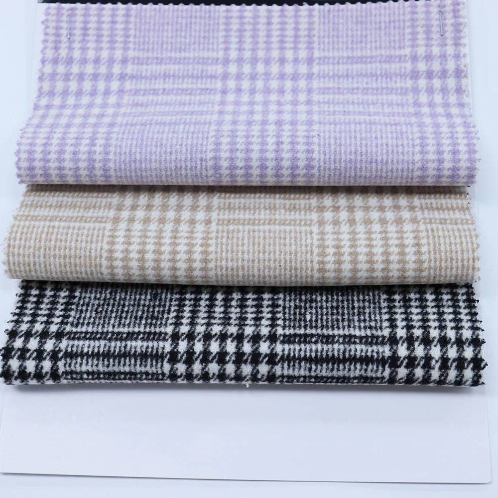 Hot Sell 30% Wool Yarn Dyed Plaid Tweed Fabric for Women Garment coat Wool fabric with flex and tweeds