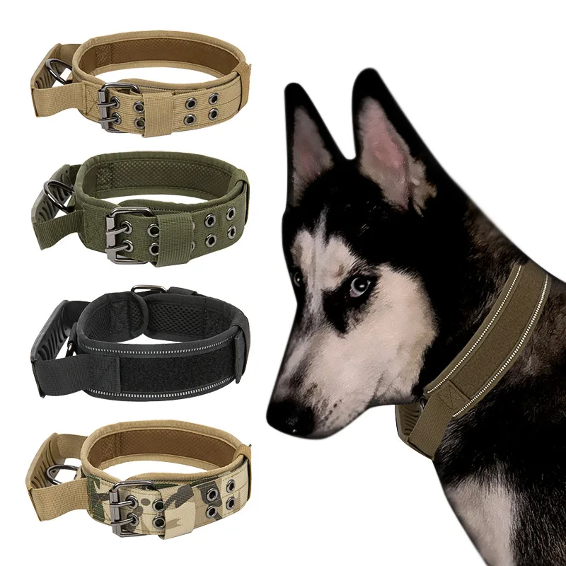 Customizable Adjustable Large Tactical Dog Training Collar with Handle No Pull Dog Collar